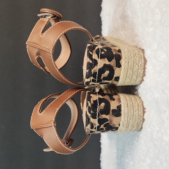 Steve Madden chetah/leopard "Kiddie" espadrille wedge open Toe 3" heel s… - Picture 6 of 10